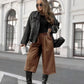 3/4 faux leather pants with pockets