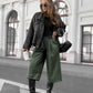 3/4 faux leather pants with pockets