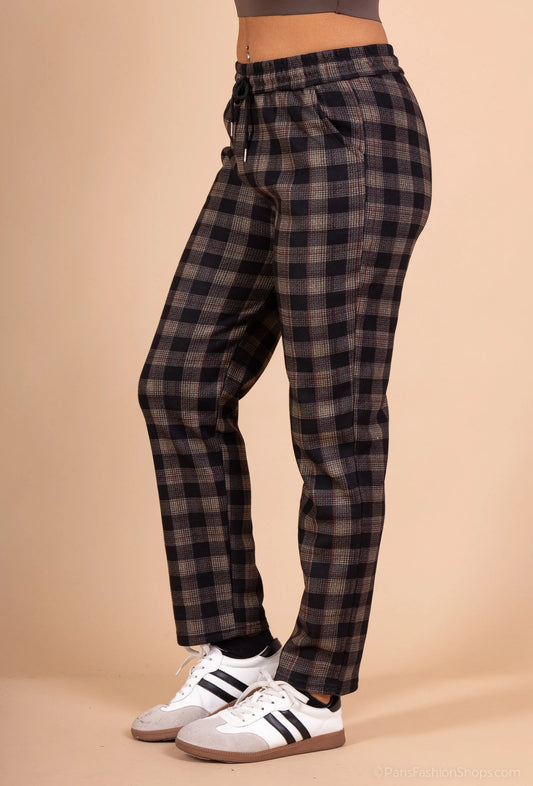 Filled checkered pants