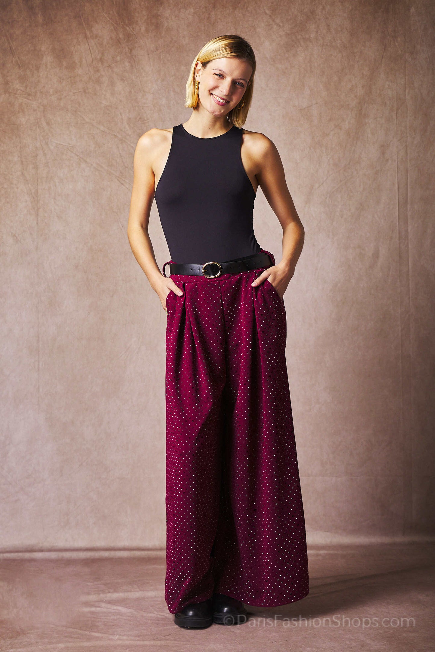 Magic sequin pants with belt