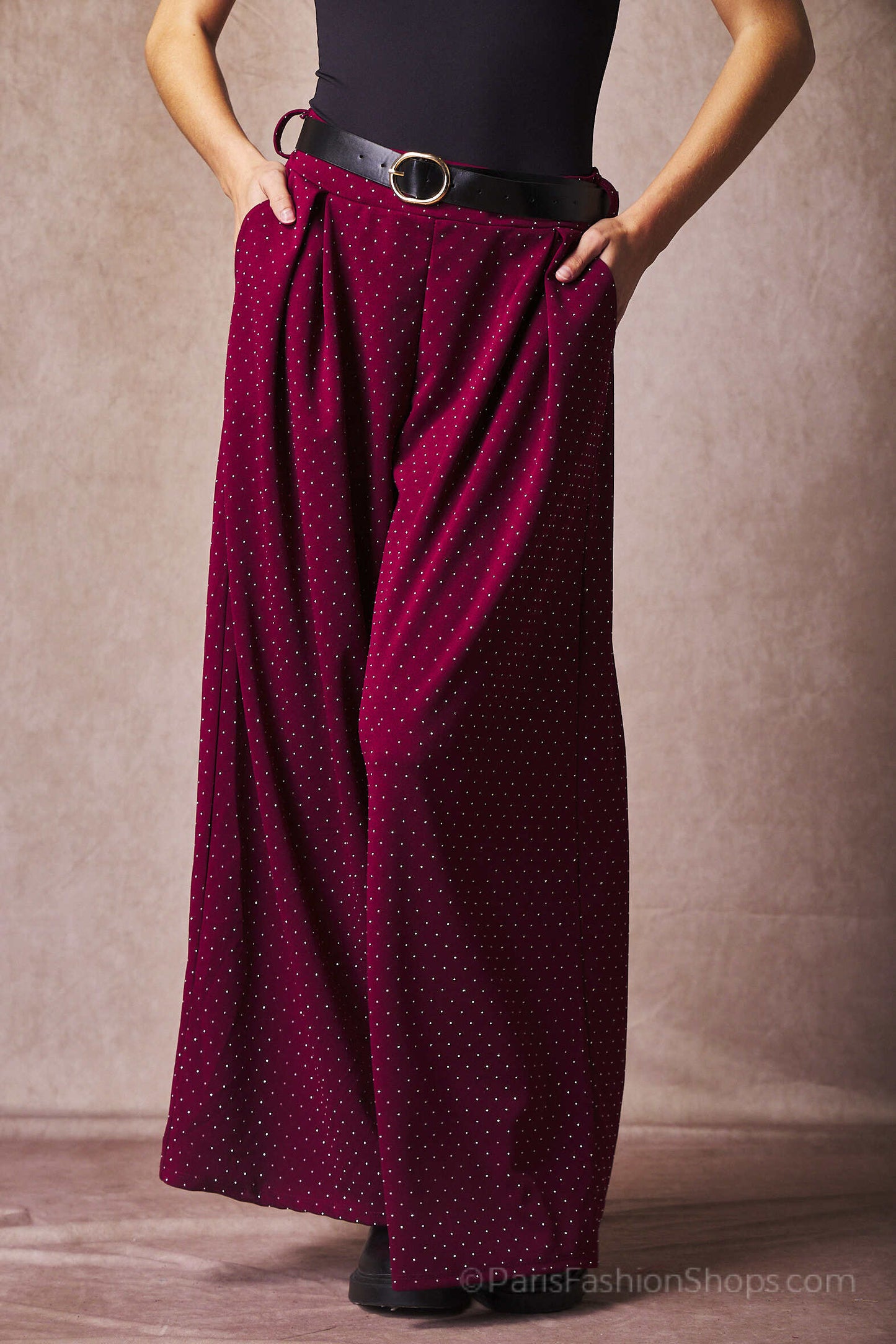 Magic sequin pants with belt