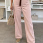 Wide-leg trousers in washed gabardine with belt