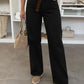 Wide-leg trousers in washed gabardine with belt