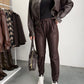 Elastic waist imitation leather pants