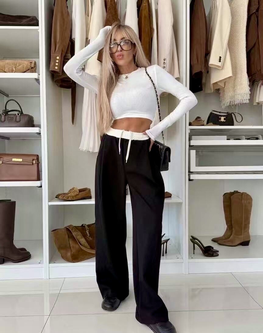 Elastic cord jogging pants