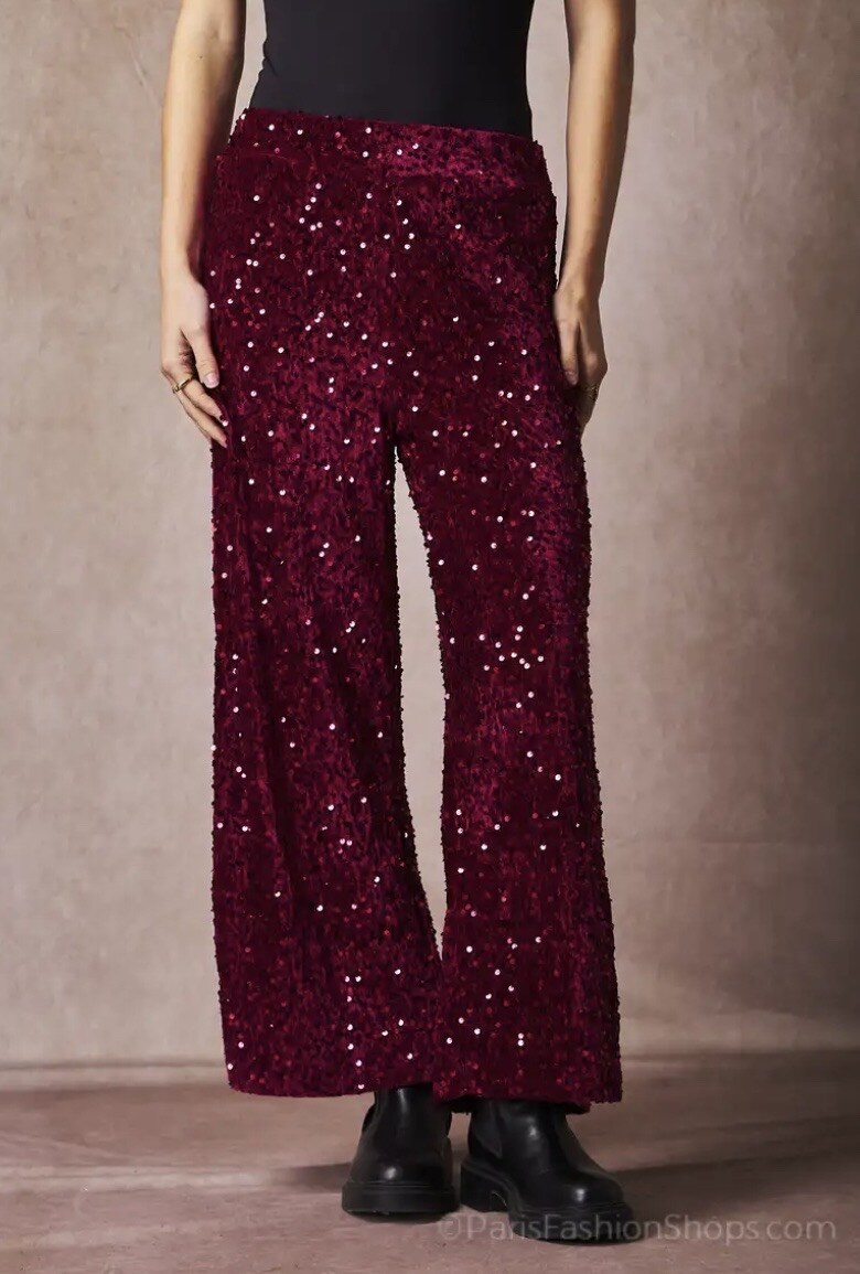 Elastic waist sequin pants