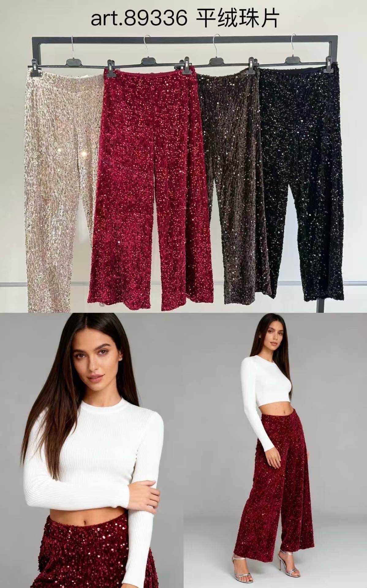 Elastic waist sequin pants