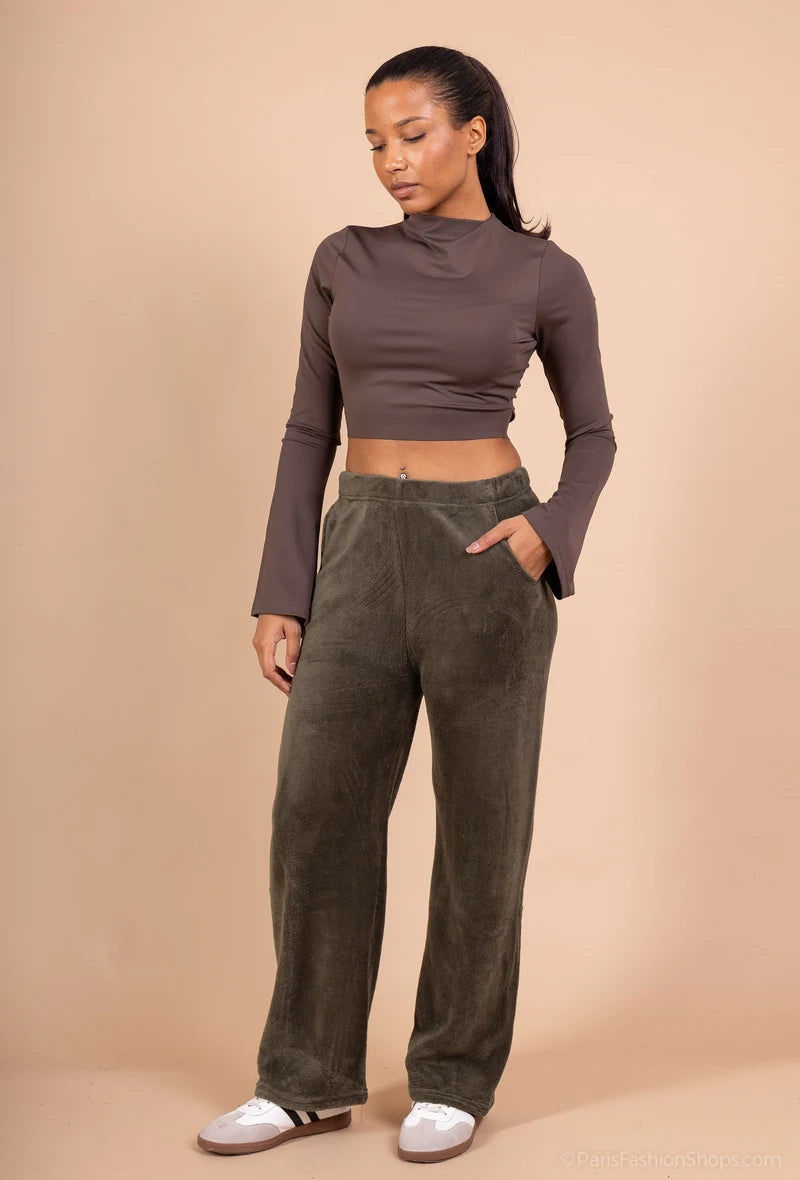 Soft Plush Lounge Pants with Warm Fleece Fabric