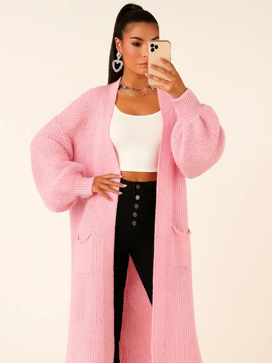 Long balloon sleeve cardigan