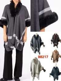 Women's Faux Fur Poncho Cape