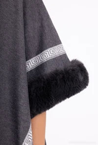 Women's Faux Fur Poncho Cape