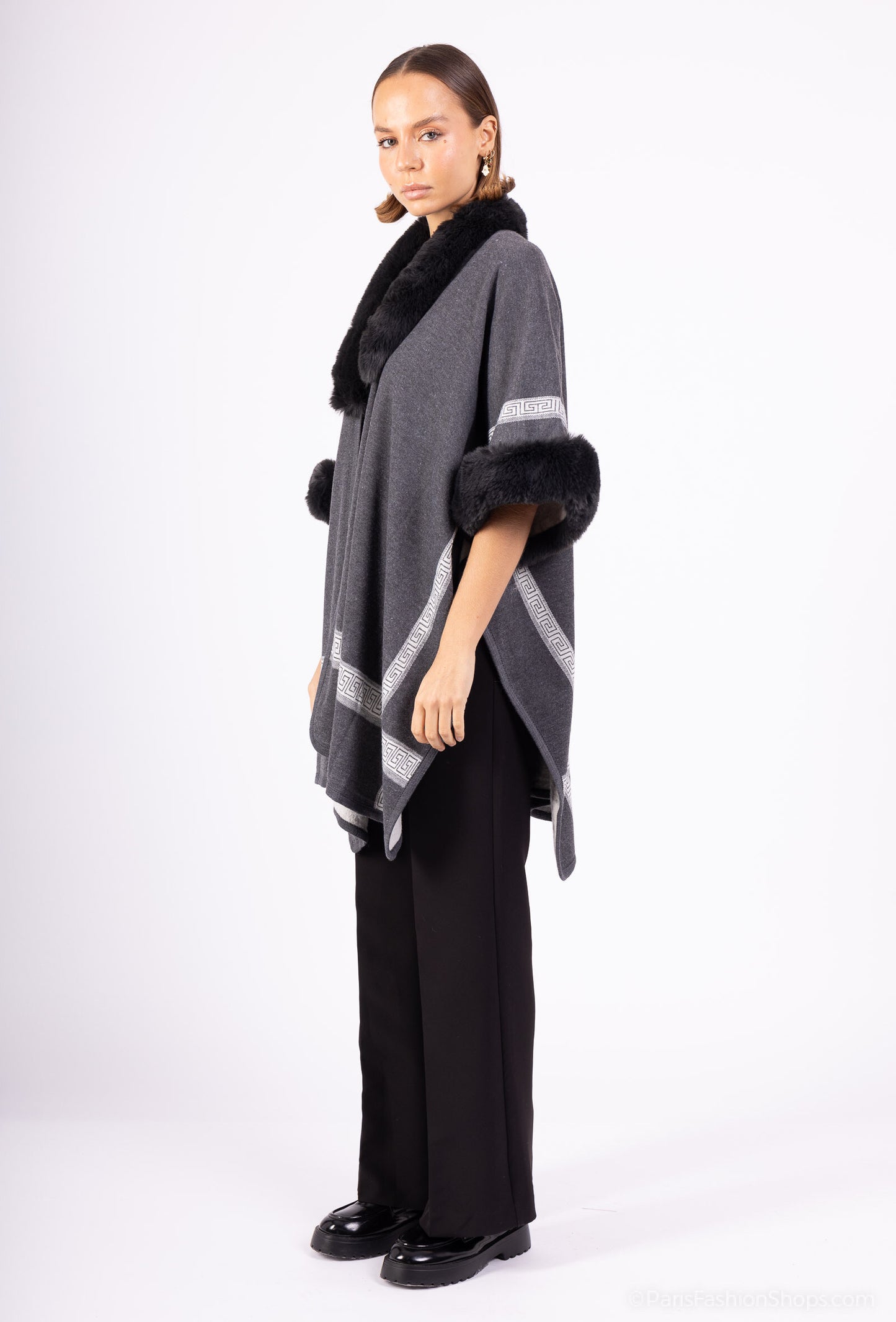 Women's Faux Fur Poncho Cape