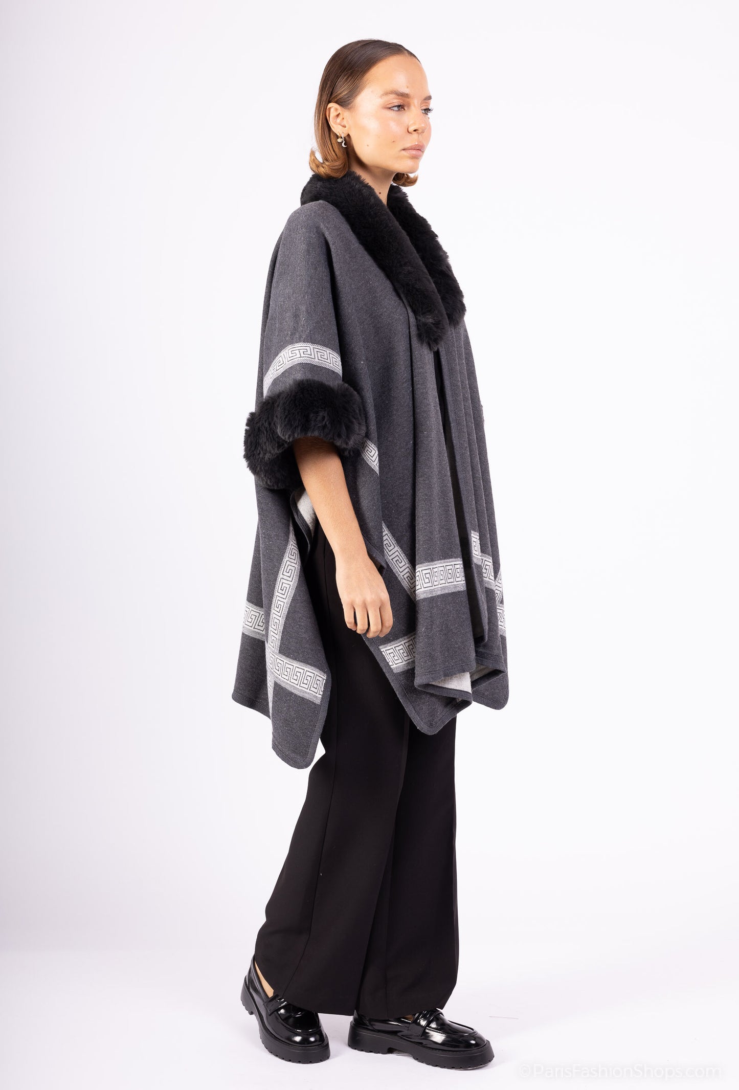 Women's Faux Fur Poncho Cape