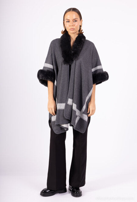 Women's Faux Fur Poncho Cape