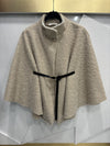 Boiled wool poncho with belt