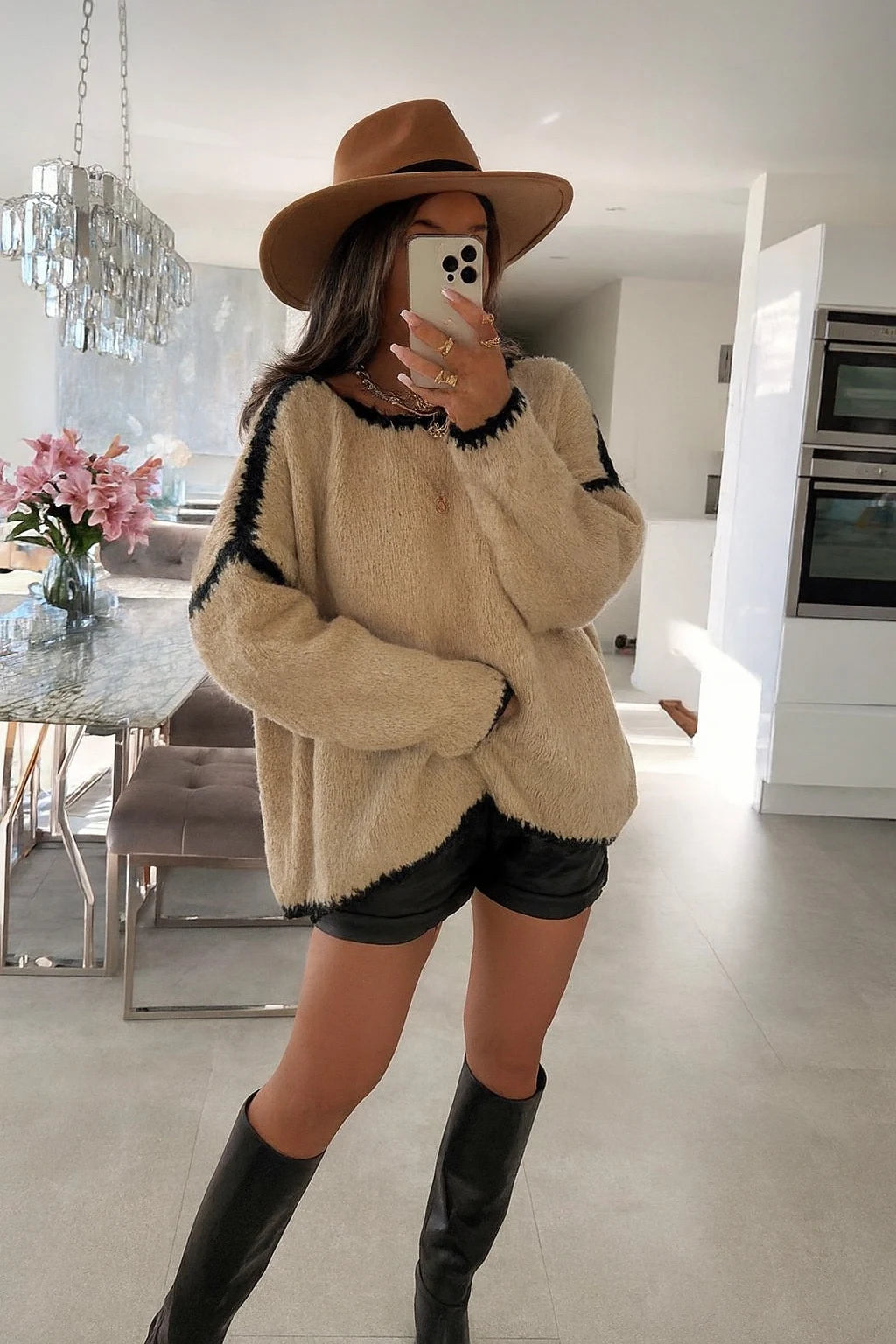 Contrasting edge sweater