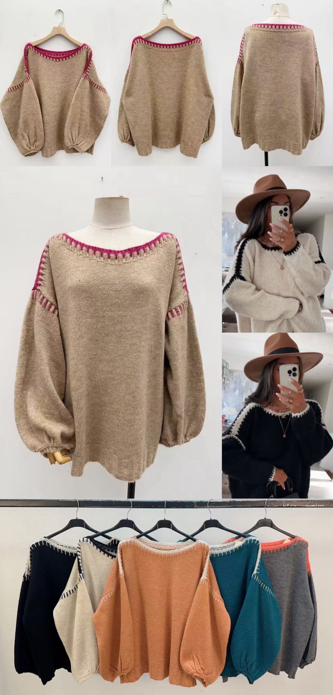 Contrasting edge sweater