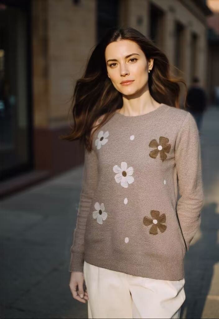 Fashionable Flower Sweater