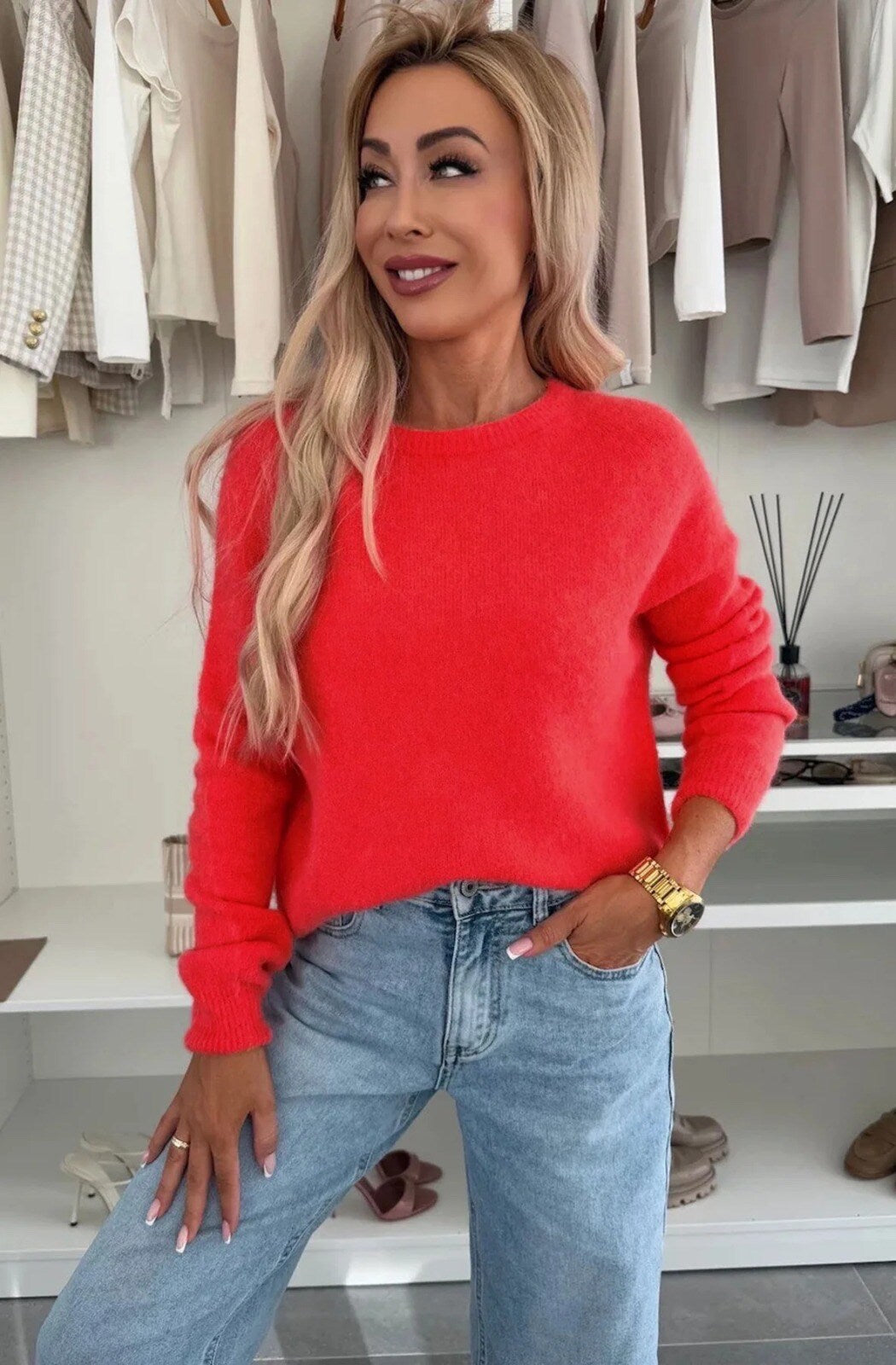 Baby alpaca sweater with lace detail V-neck short sleeves