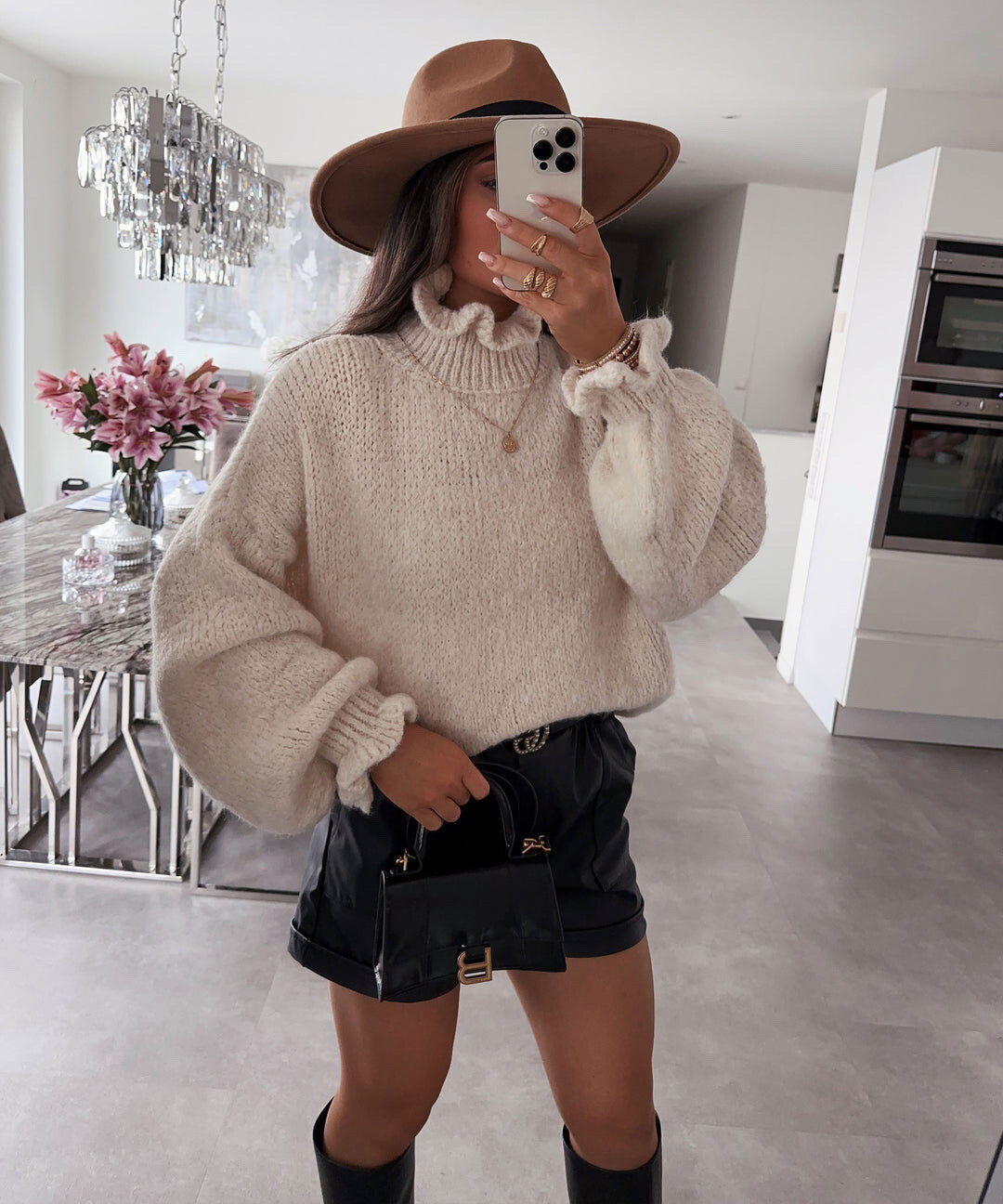 Wavy Turtleneck Sweater