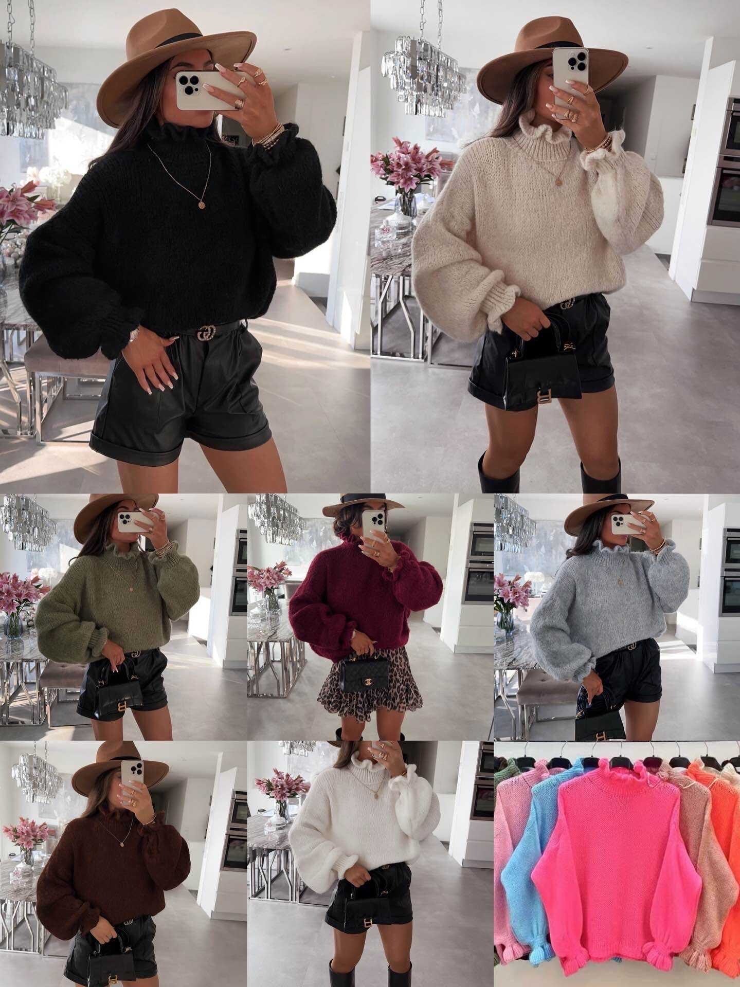 Wavy Turtleneck Sweater