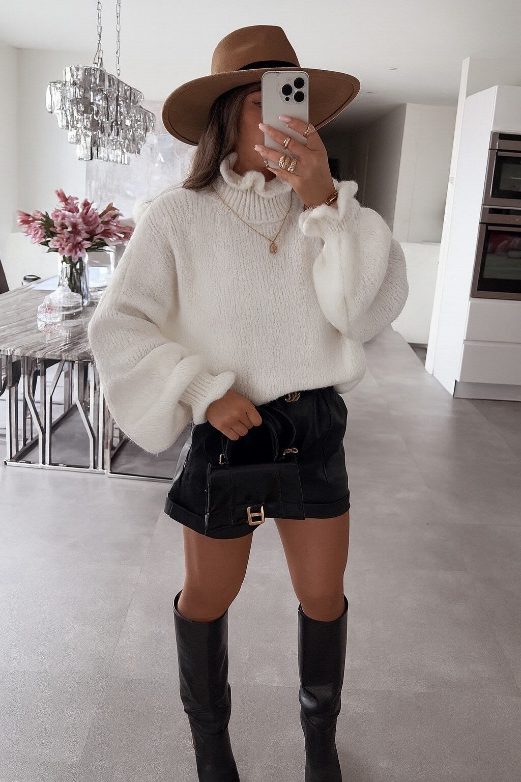 Wavy Turtleneck Sweater