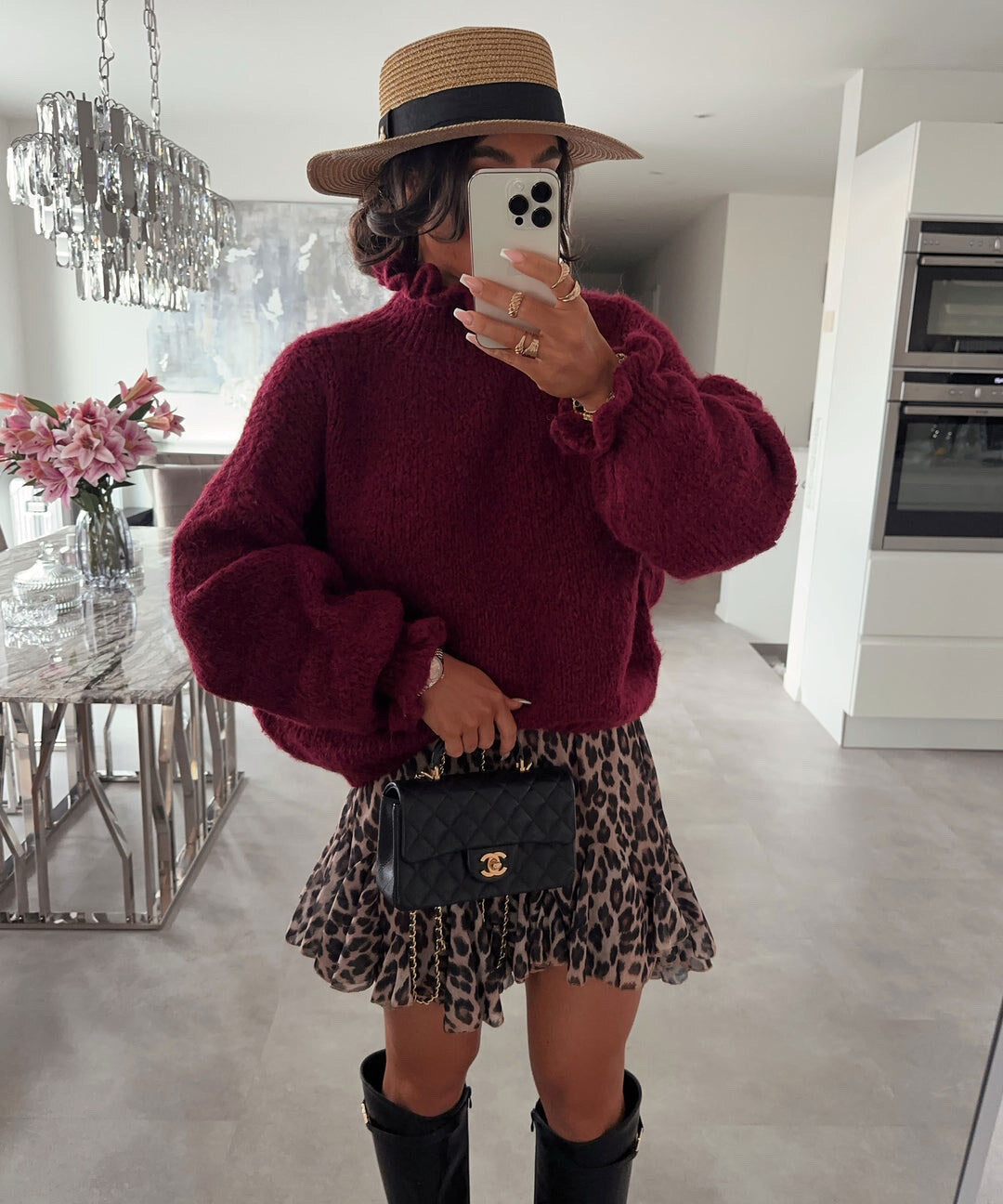 Wavy Turtleneck Sweater