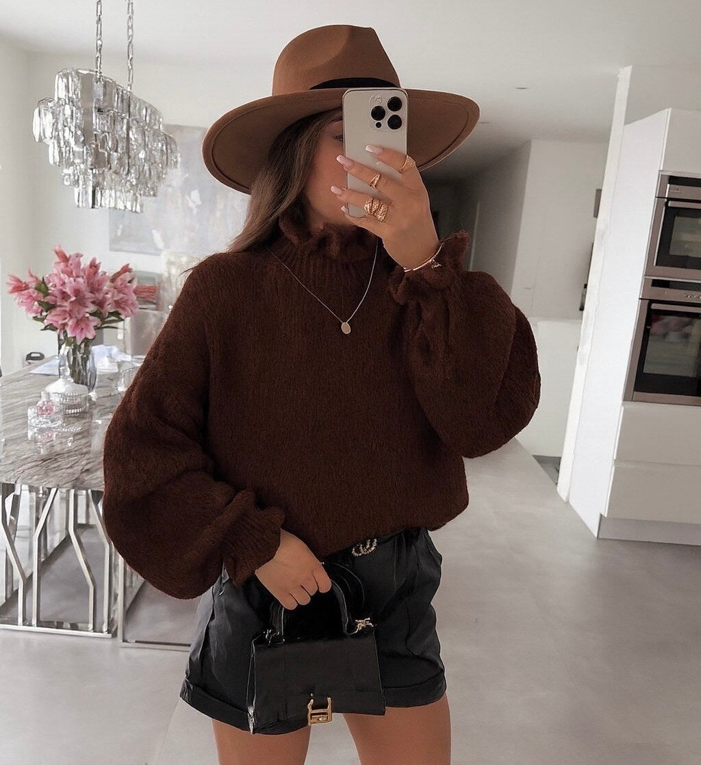 Wavy Turtleneck Sweater