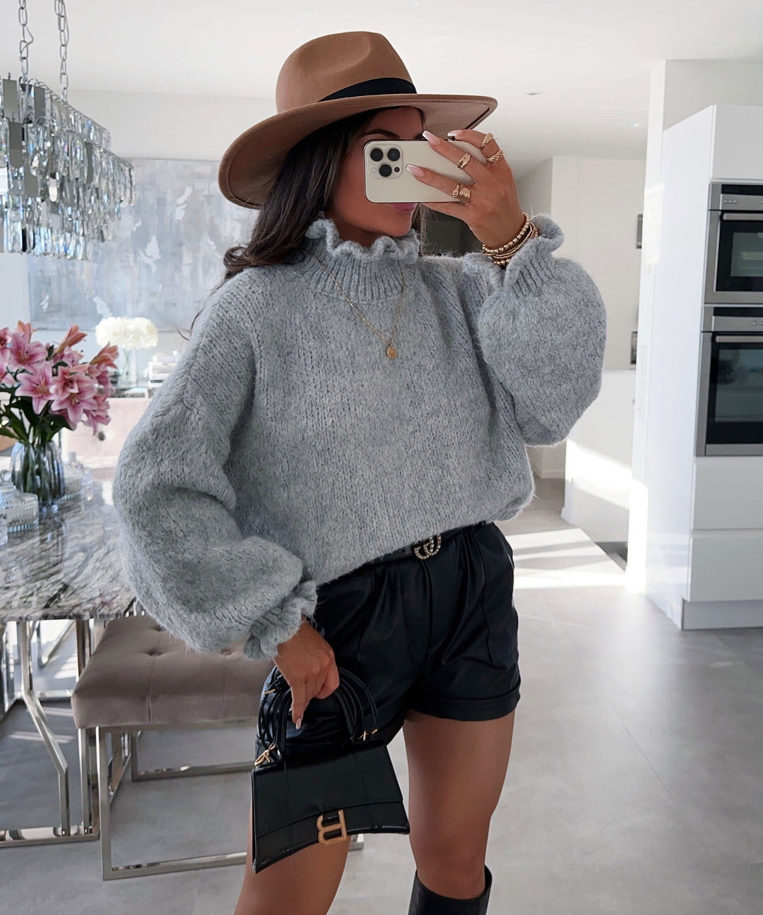 Wavy Turtleneck Sweater