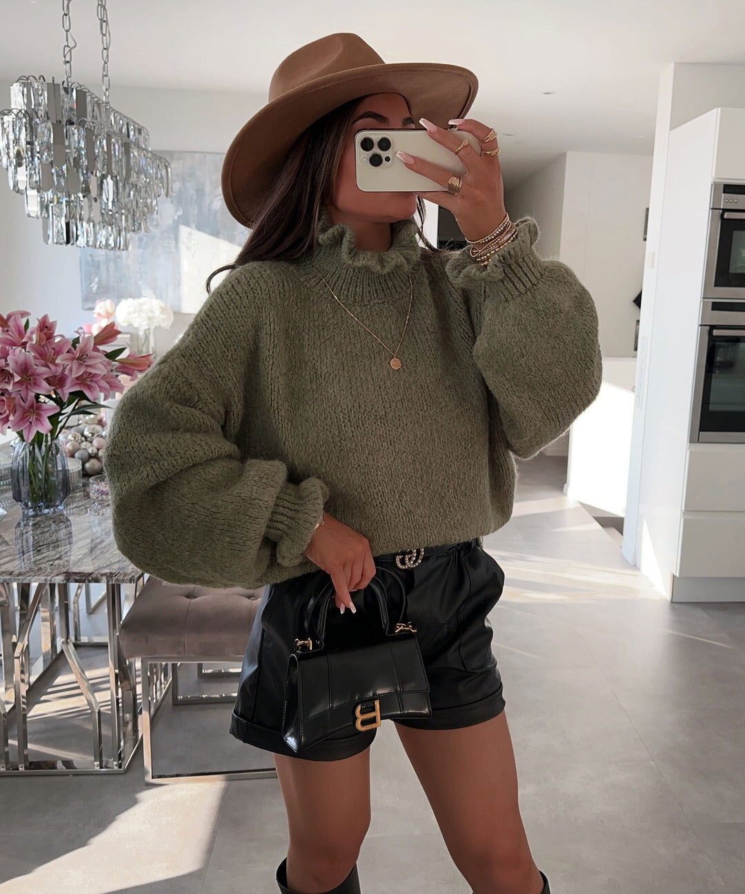 Wavy Turtleneck Sweater