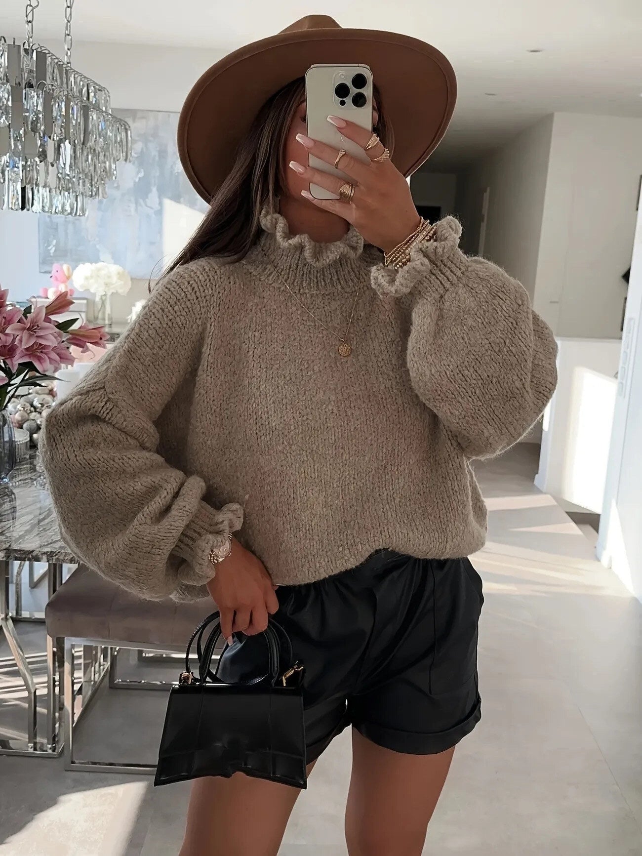 Wavy Turtleneck Sweater