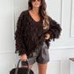 V-neck sweater with fringes