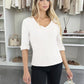 Sweater V -neck shiny materials short sleeves buttoned