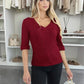 Sweater V -neck shiny materials short sleeves buttoned