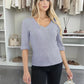 Sweater V -neck shiny materials short sleeves buttoned