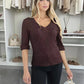 Sweater V -neck shiny materials short sleeves buttoned