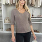 Sweater V -neck shiny materials short sleeves buttoned