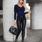 Sweater V -neck shiny material long sleeves