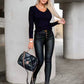Sweater V -neck shiny material long sleeves