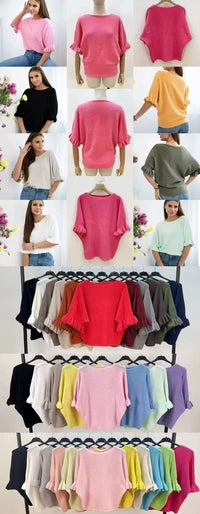 Soft sweater with ruffled sleeves