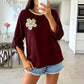 Velvet sweater with floral embroidery