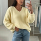 Oversized V-neck sweater in baby alpaca