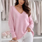Oversized V-neck sweater GOOD VIBES