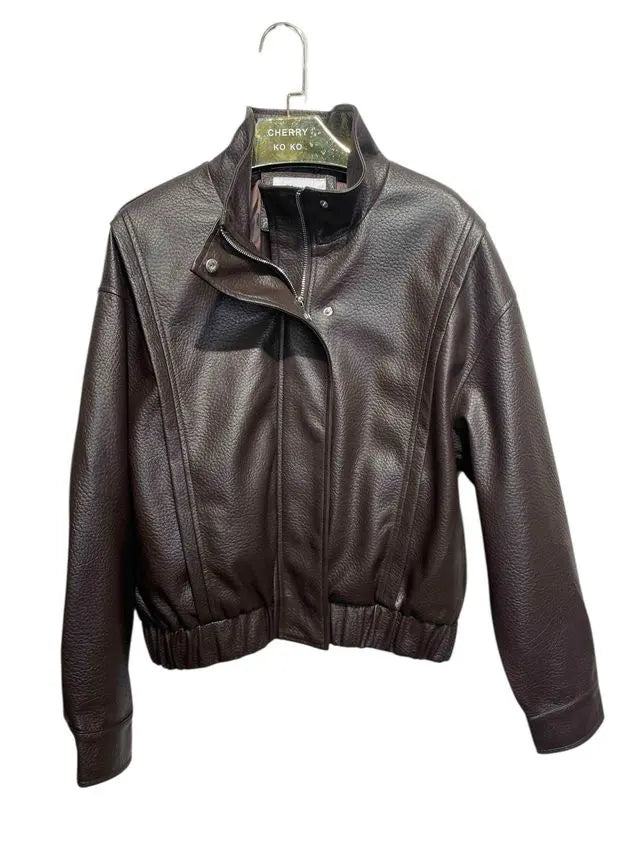RAVEN – Faux leather jacket with a structured stand-up collar