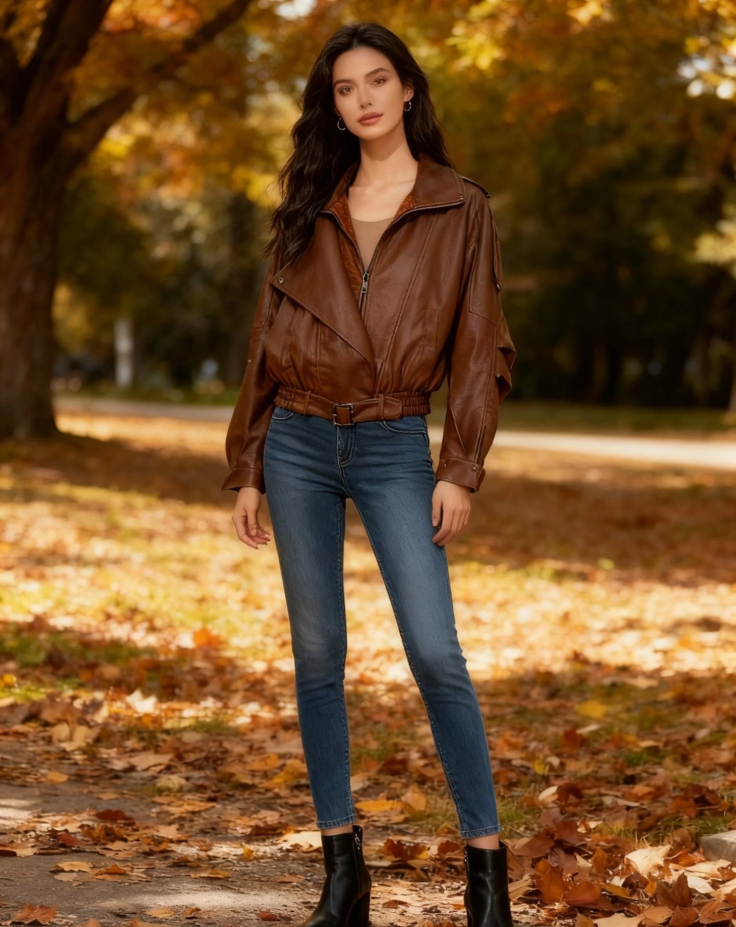 RAVEN – Belted grained leather-look jacket