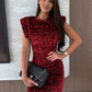 Sequin dress with shoulder pads