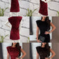 Sequin dress with shoulder pads