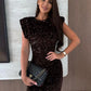 Sequin dress with shoulder pads
