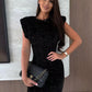 Sequin dress with shoulder pads