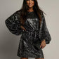 Sequin dress with tie